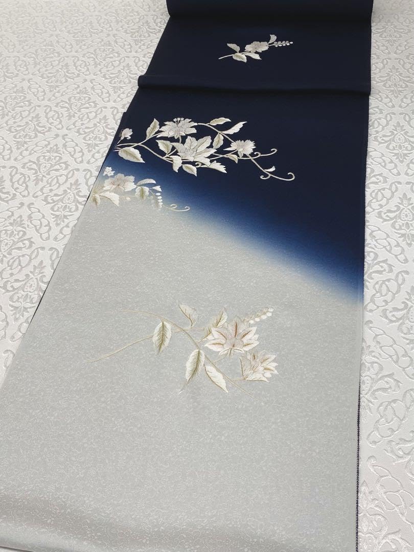 手刺繍 訪問着 付け下げ 反物 紋意匠 唐花 金糸 正絹