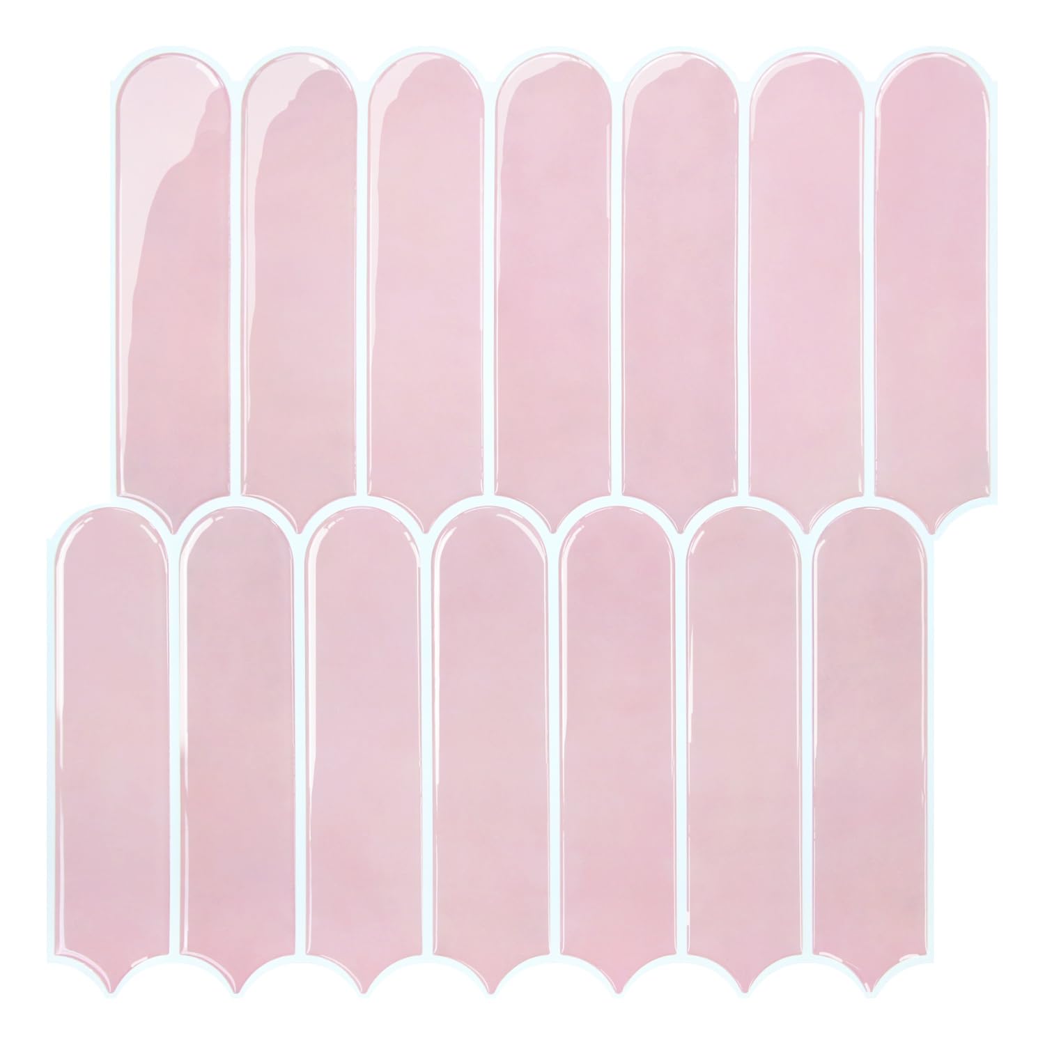Commomy Thicker Pink Peel and Stick Backsplash - 10 pcs of 12" x 12" - 3D Adhesive Peel and Stick Tiles Backsplash for Kitchen, Bathroom, Removable, Waterproof, Vinyl Wall Tile