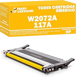 Pulpo Cartucho - Toner W2072A (con Chip) Amarillo Compatible con HP W2072A (con Chip) / Ref. 117A - Valido para Impresoras Color Laser 150 A / 150 NW / MFP 178 NW, 178 Nwg, 179 Fnw, 179 Fwg