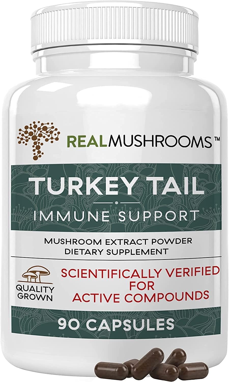 Real Mushrooms Turkey Tail Mushroom Supplements for Immune Support, Wellness, & Vitality | Vegan, Non-GMO Turkey Tail Capsules (90 Capsules / 45 Day Supply) : Health & Household