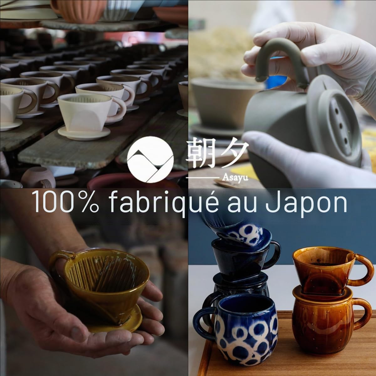 Asayu Japan Porte Encens Zen en Céramique avec Brûleur d'Encens en Laiton pour Bâtons, Récupérateur de Cendres Fabriqué au Japon, Couleurs Noir et Doré