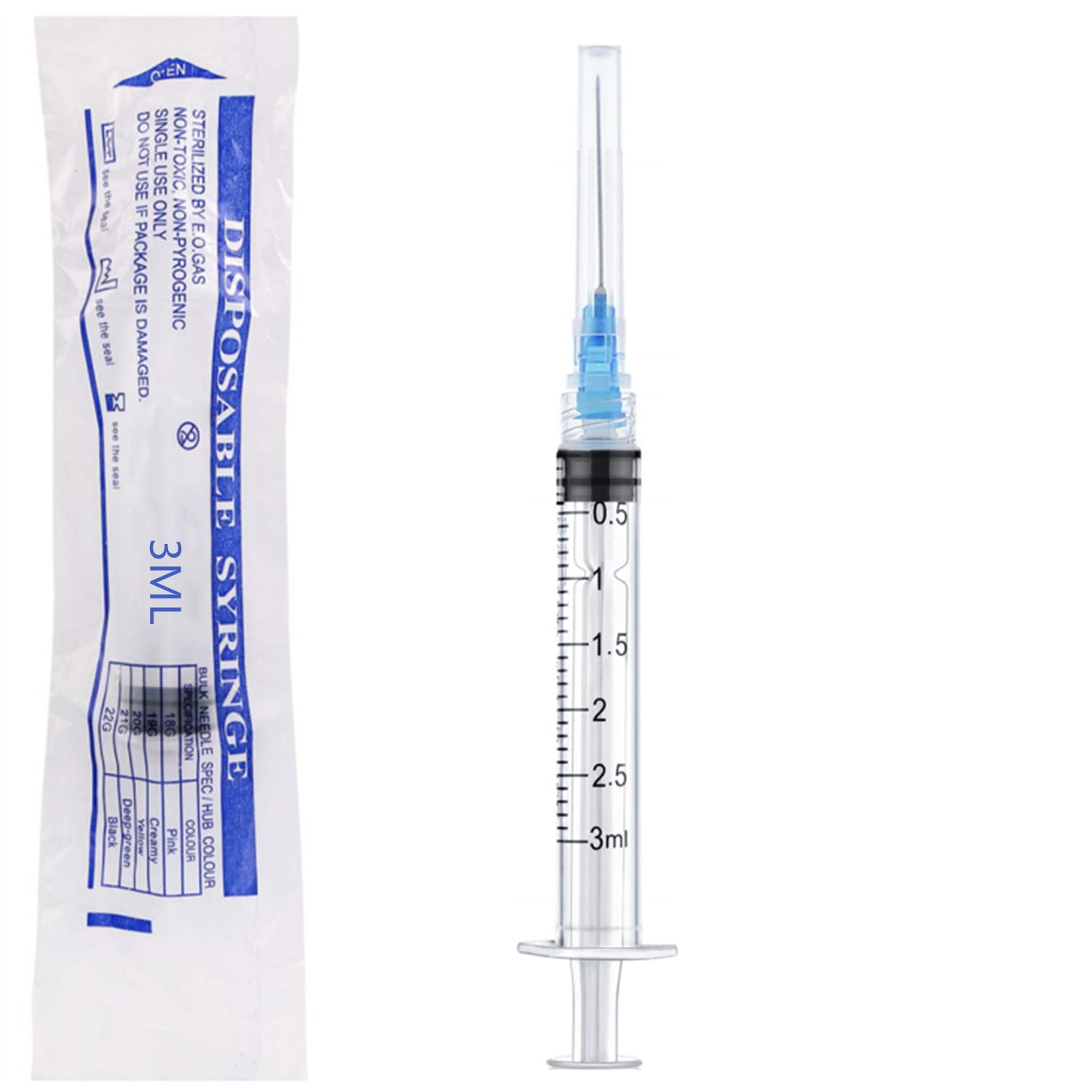 100Pack 3ml Plastic Syringe with 23Ga Disposable Measuring Tool, Individually Wrapped — Amazon image 2