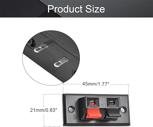 Miniatura 8 de Fielect Clip de terminal de altavoz de resorte, clip de conexión de resorte de 2 vías, abrazadera de unión, conector de liberación de empuje, bloque
