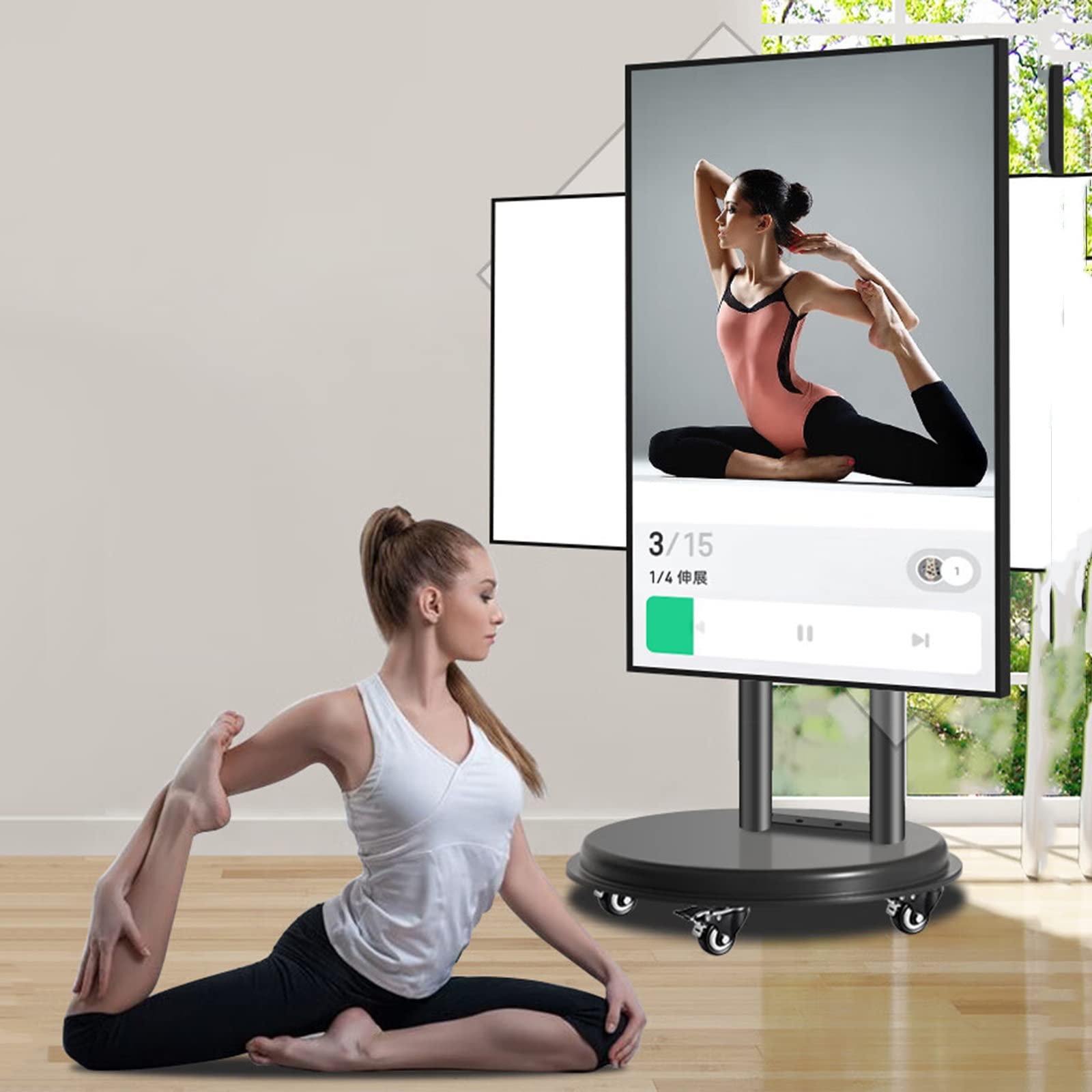OLSKFUH Universal Tv Stand Rolling/Mobile Tv Cart With Wheels For 32-65 Inch Tvs, 360°Rotation Rolling Floor Tv Holds Up To 37Kg/81.5Lbs, Max 400X400Mm,