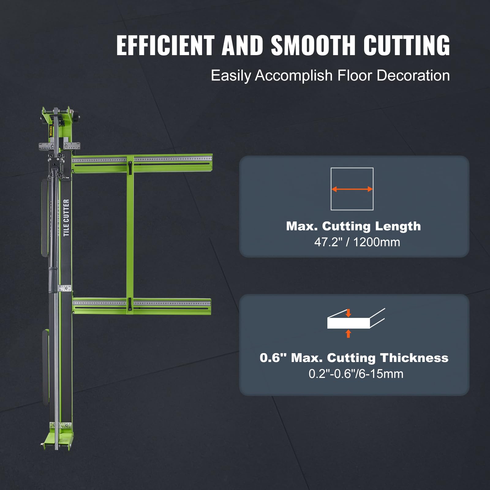VEVOR Coupe Carrelage Manuel 1200 m, Coupe Carreaux Manuel Grand Format, Épaisseur 6-15 mm pour Céramique, Porcelaine et Carreaux Polis, Guidage Laser, Structure en Acier, Molette Carbure de Tungstène