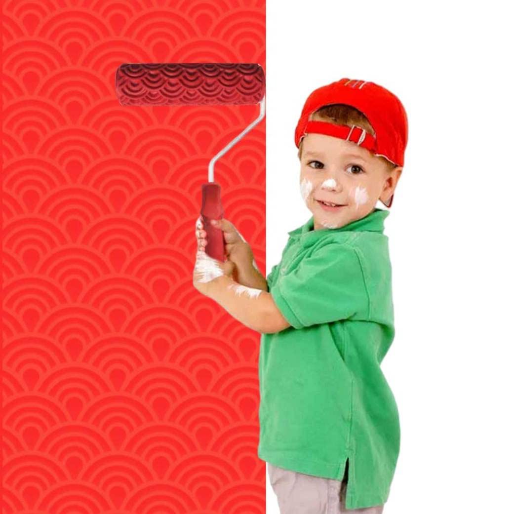 Rullo per pittura da 17,8 cm, con manico, perfetto per pittura murale, facile da usare, crea disegni, ideale per decorazioni fai da te per la casa