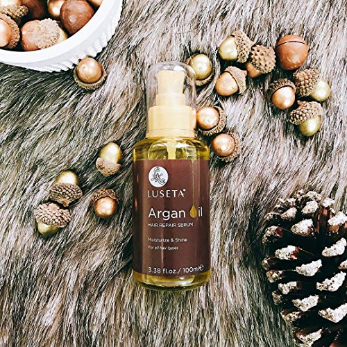 Luseta Argan Oil For Hair, 100% Pure Argan Oil Hair Serum For Frizzy Control Dry Damage Hair, Repair Hair Shine Smoothing Strengthening & Nourishing, All Hair Types 3.38 Fl Oz #TOP2
