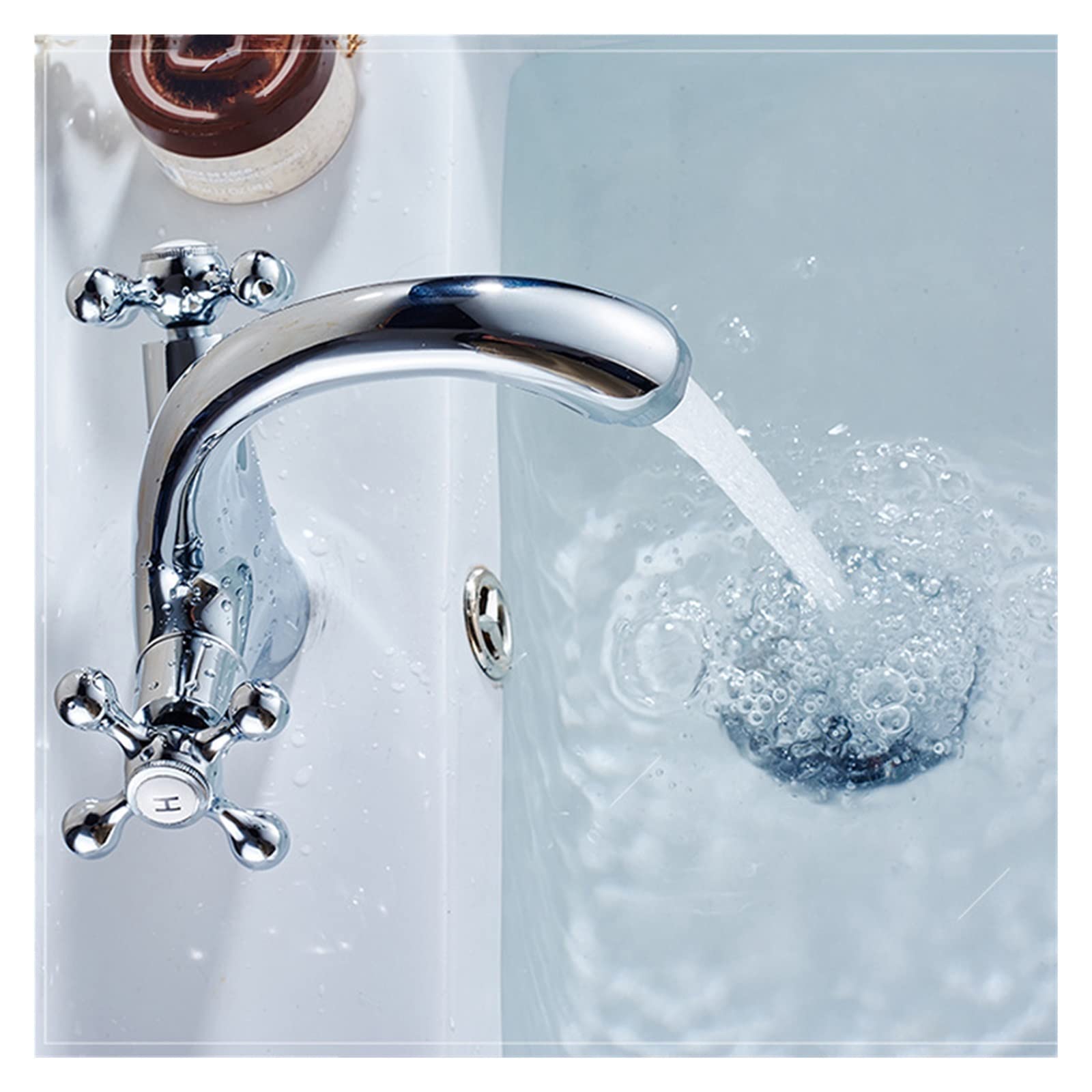 Antiek Messing Wastafel Kraan, Stabiele Waterdruk Antiek Messing 2 Handgrepen Kraan Helder Geborstelde Afwerking Voor Badkamer Voor Familiegebruik