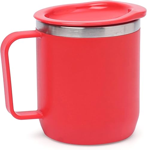Miniatura 10 de ATCUSA Taza interior de acero inoxidable de 10 onzas con asa, taza de viaje al vacío de doble pared, taza con tapa, fabricada en la India, acabado