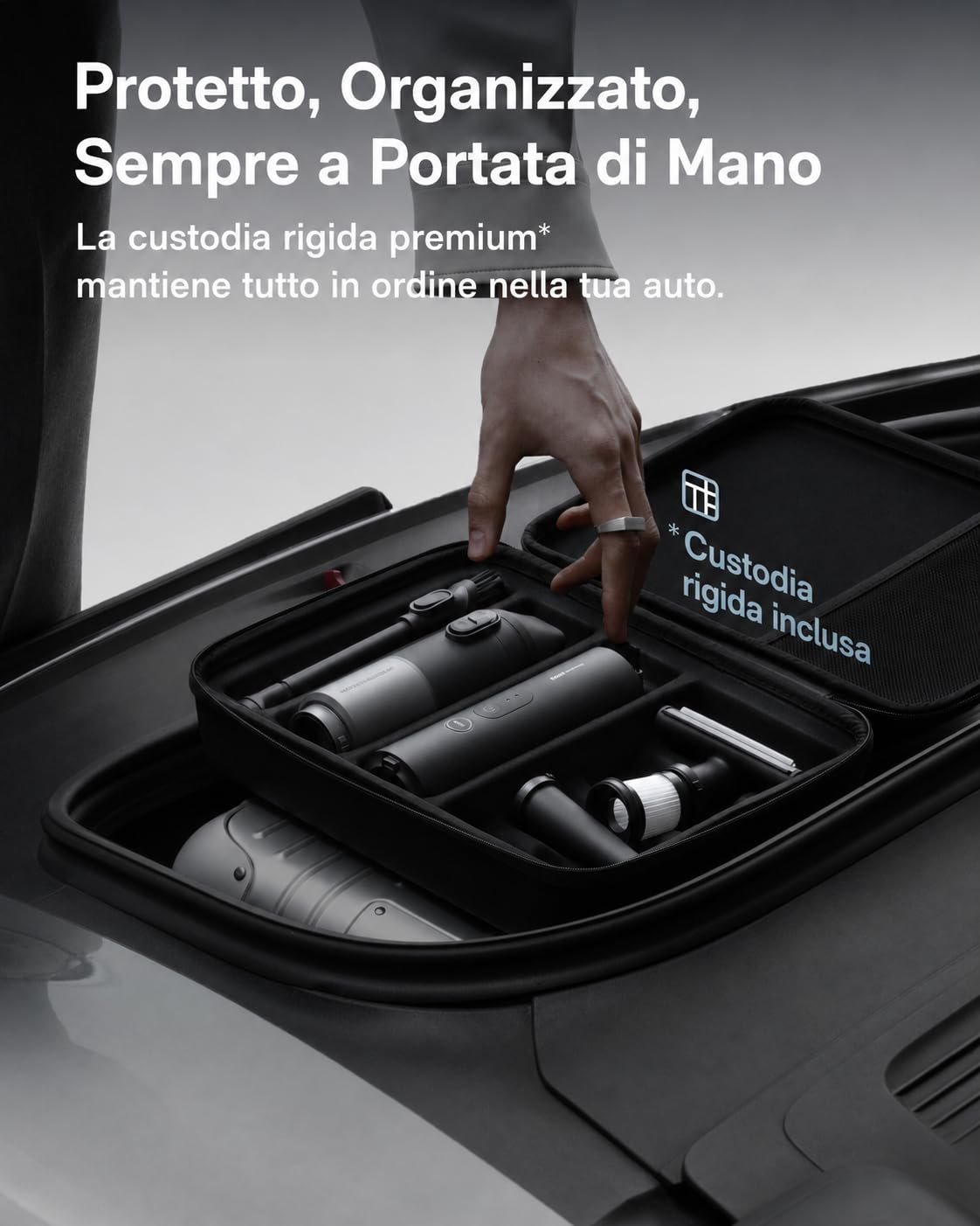 HOTO Aspirapolvere per Auto Portatile, 20000Pa Aspirabriciole Senza fili | 4-in-1 Mini Aspirapolvere Potente, Soffiatore Aria Compressa Elettrico, per Auto, Scrivania, Tastiera, Casa e Ufficio