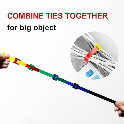 Miniatura 4 de 80 bridas de cables de fijación reutilizables, lazos ajustables de gancho y bucle, lazos multiusos para organización de cables, envolturas de cables