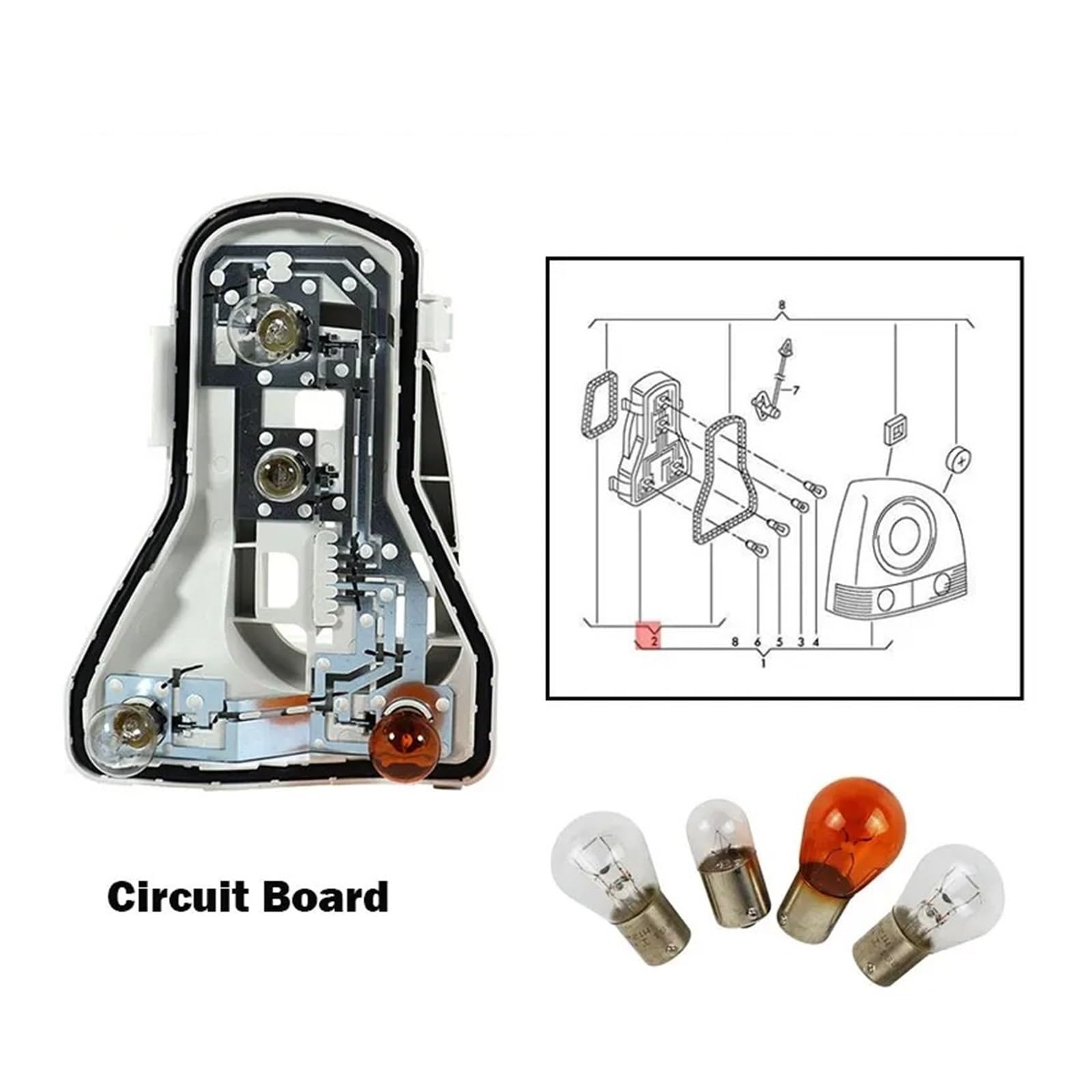 LENTLY Piloto Posterior Para VW Para Polo 2006 2007 2008-2010 Auto Izquierda Derecha Luz Trasera Lámpara Trasera Placa Circuito Luz Portalámparas Coche Faros Traseros(Left and Right with bulb)