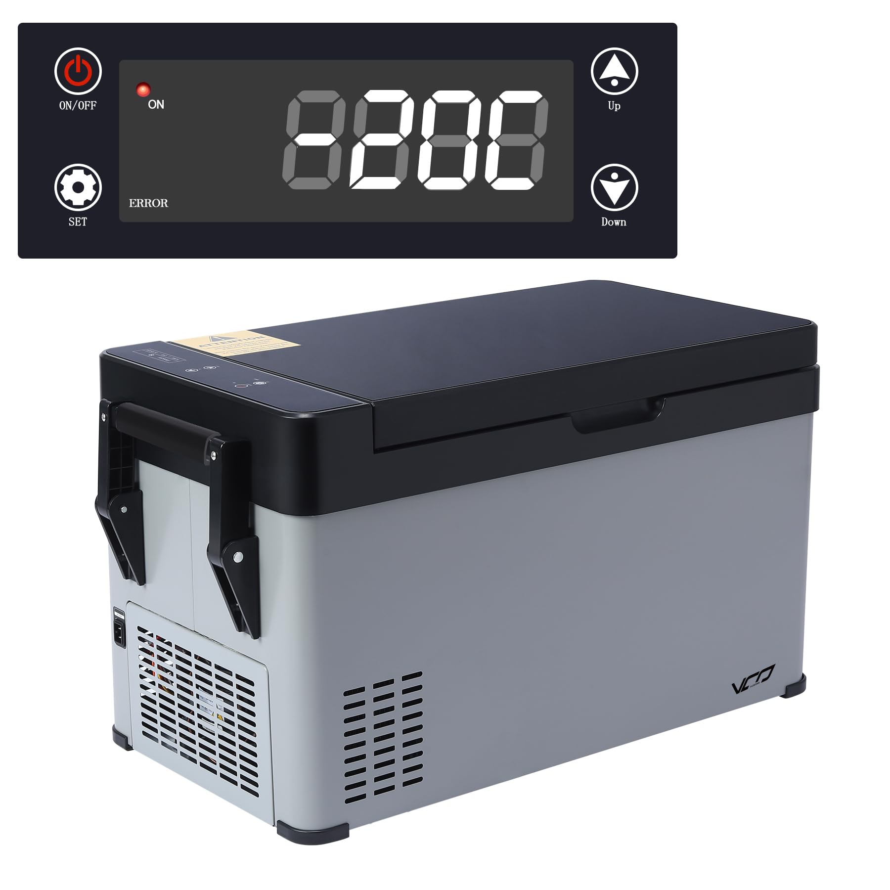 Kompressor kühlbox 38L auto elektrische kühlbox 12V 240V tragbare Camping Kühlschrank mit Griff Temperaturkontrolle -22℃-20℃ Mini Kühlschrank für Auto Lkw Boot Reisemobil Musikfestivals Picknicks Grau