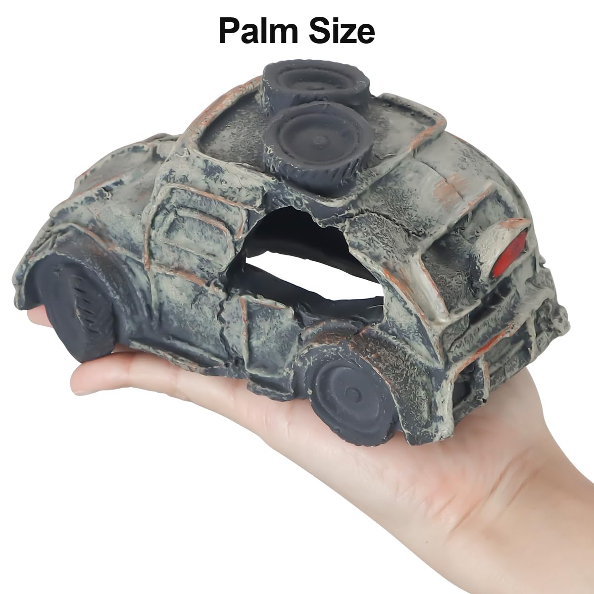 Virekm Aquarium Decorations for Fish Tank - Realistic Resin Rock Cave Hideouts, Safe Fish Tank Ornaments with Natural Design for Betta, Goldfish, Shrimp - Easy to Clean (Resin car)