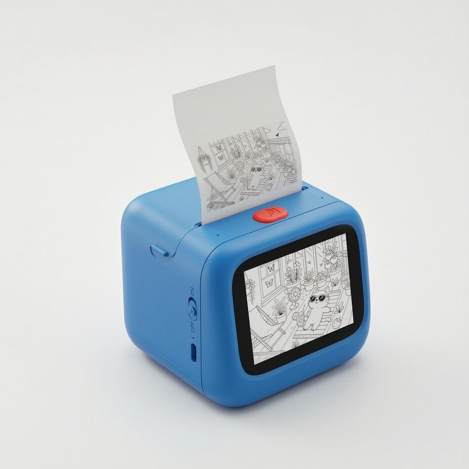 Mini Thermal Printer Toy Inkless Toy Printer with Screen Interactive for Kids, Families, Drawing Prompts, Note-Making Royal Blue-image-5