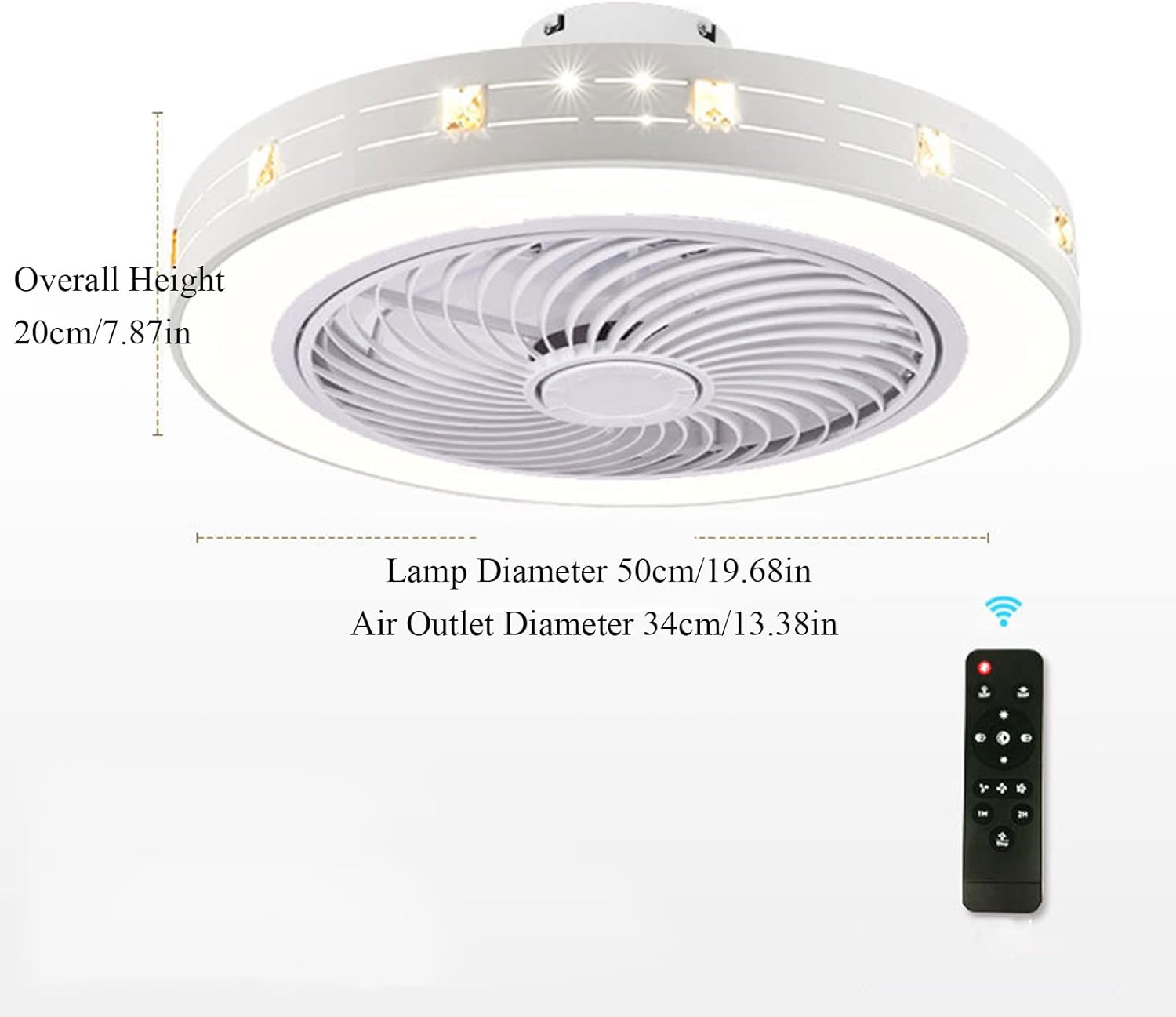 YUEGOO Ceiling Fans with Lamps,Led Ceiling Light with Fan,Ceiling Fan Lights with Remote Control,3-Speed ​​Wind Speed ​​Dimmable Bedroom Living Room Can Timing Fan Ceiling Lamp/Style C