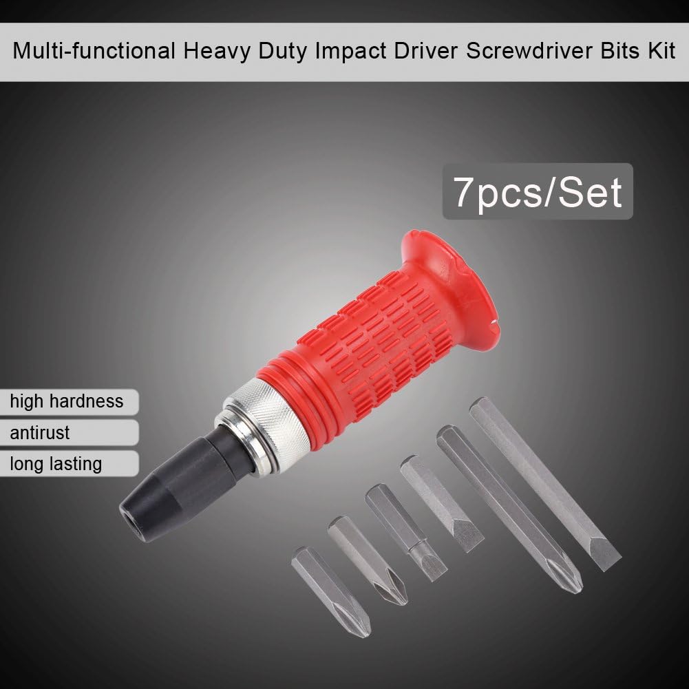Multi-Piece Screwdriver Bits Kit and Hand Impact Driver Set, 1/4 Drive Heavy Duty Multi-Function Lightweight Handle Tool with Storage Case