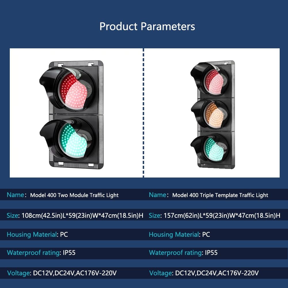 Luz de freno, luz de tráfico LED impermeable for PC, CC 12 V, CC 24 V, CA 220 V, luz de tráfico de 400 mm (16 in), módulo triple y doble, for garaje, carretera, muelle, decoración y más(DC24V,Three mo