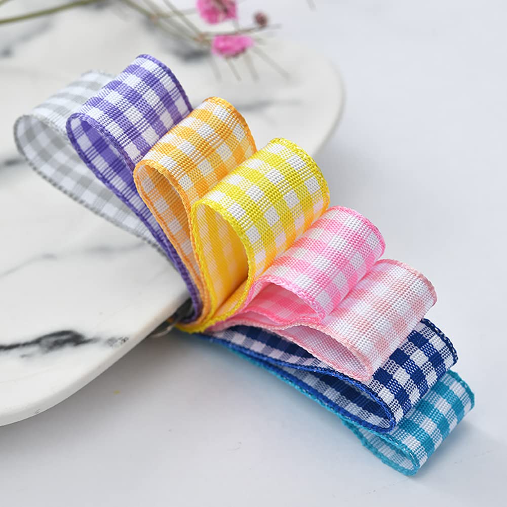 45 m geruite lint lint cadeaulint Vichy boerenkoro linten om te knutselen, stoffen lint, decoratieband, bogen voor Kerstmis, bruiloft, Valentijnsdag, doop, verjaardag, feest, geschenkverpakking, 6 mm donkergroen