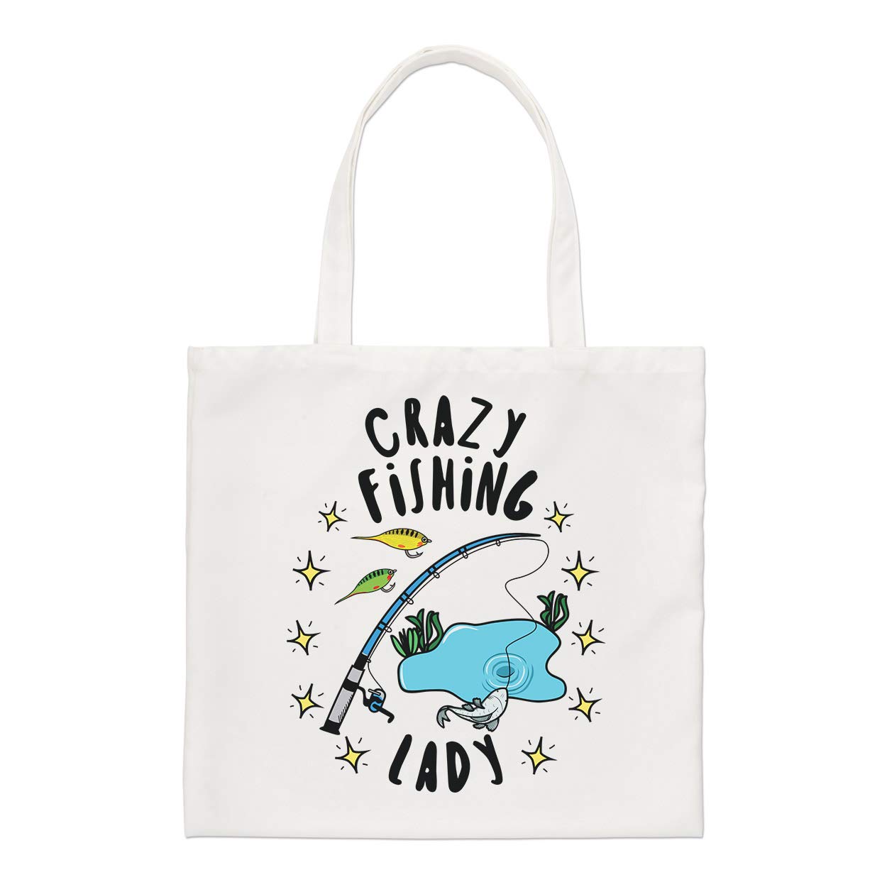 Crazy Fishing Lady Stars Regular Tote Bag
