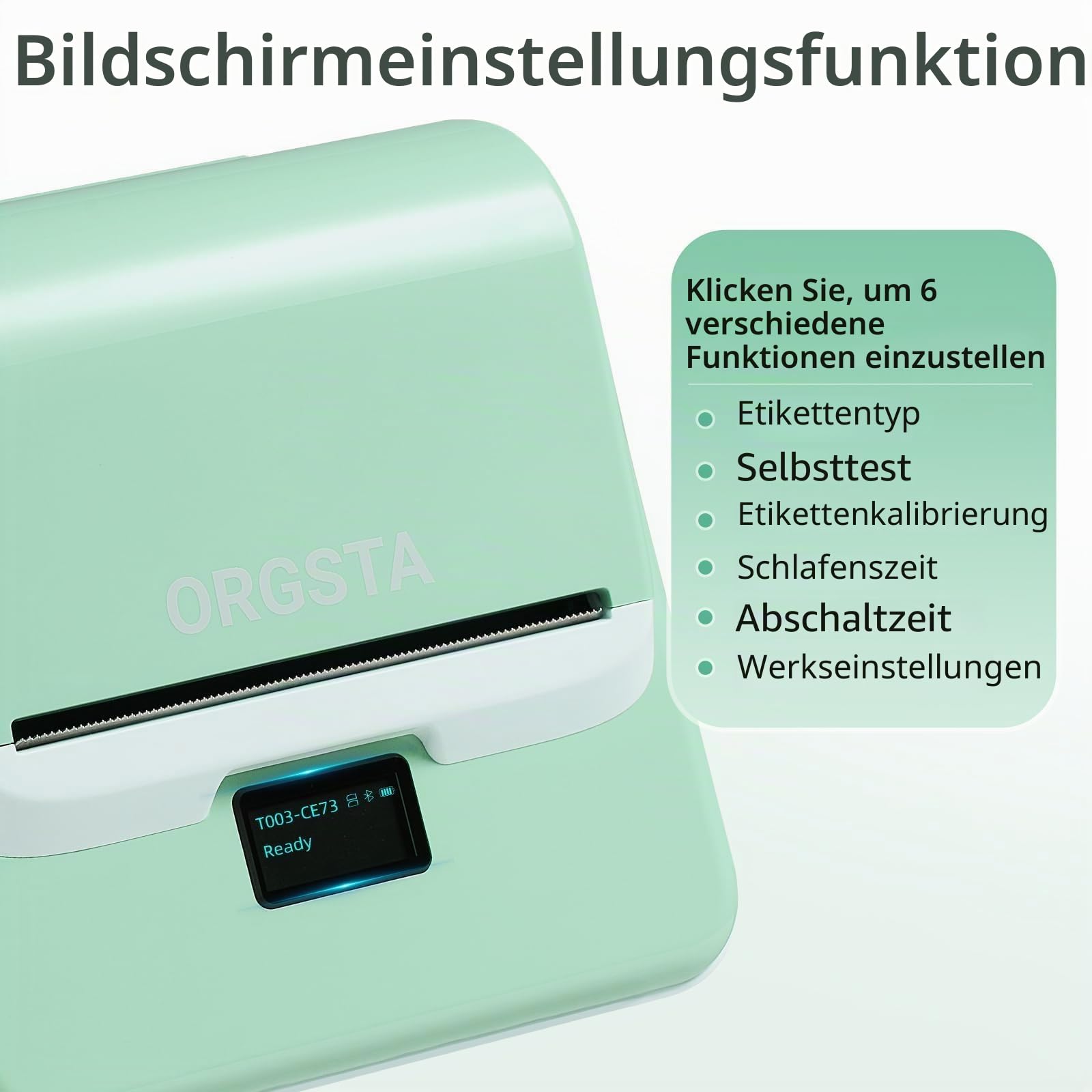 ORGSTA T003 etikettendrucker selbstklebend etikettiergerät Bluetooth & USB 2200 mAh etikettiermaschinen 50 mm/s beschriftungsgerät ettikettiergeraet Label Printer Sticker Maker