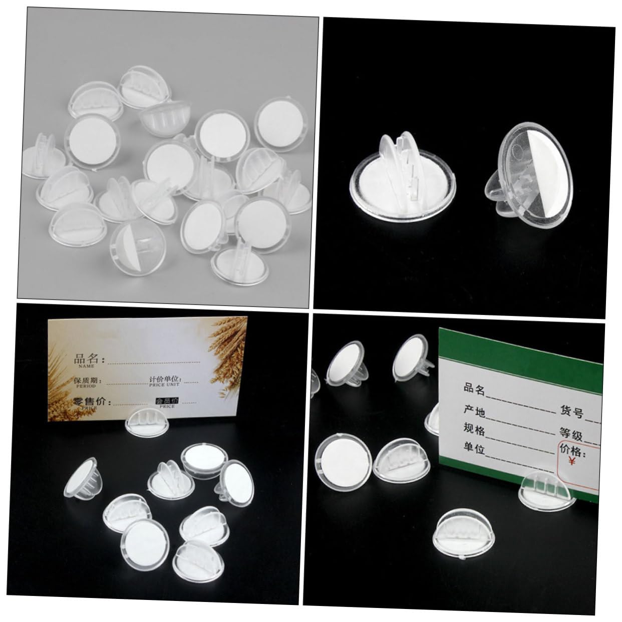 VILLCASE Lot de 25 Clips Étiquettes en Plastique pour Panneaux de Vente Détail, Matériau Solide Base Adhésive, pour Supermarchés et Boutiques