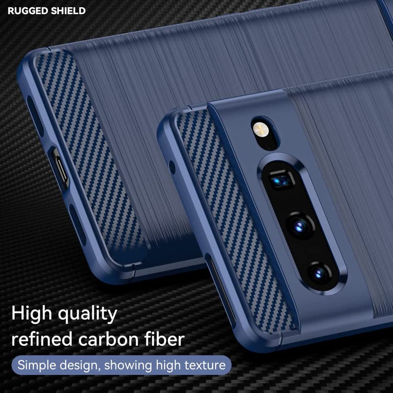 Image of NPRC Hybrid Ultra Slim Protective Case TPU Non-Slip Carbon Fiber Texture Shockproof Case Cover for Google Pixel 7 pro - Blue
