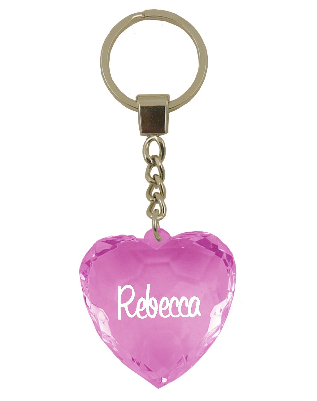 Instant Gifts Rose Rebecca Heart Shaped Keyring - Pink