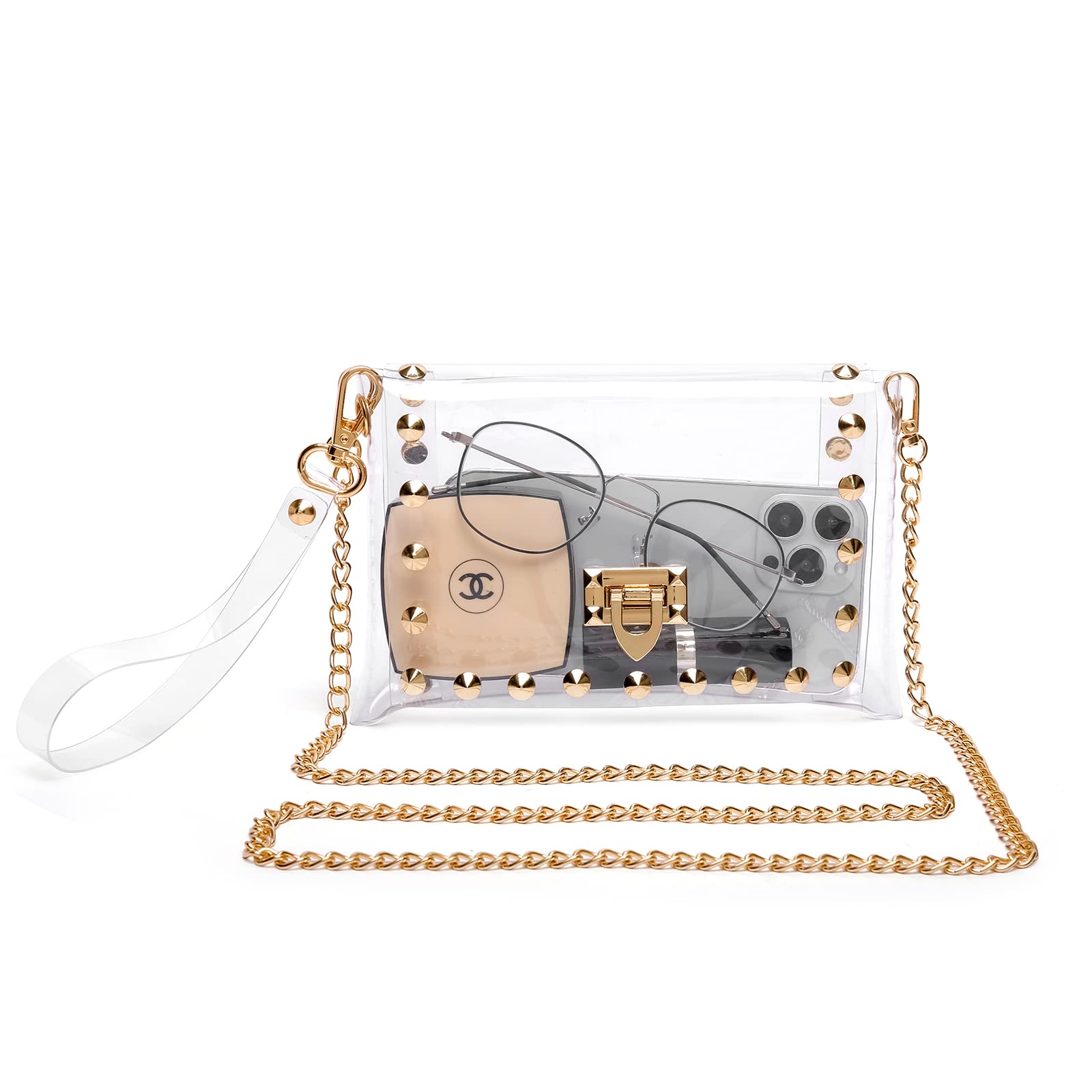 YikuStyle Clear Purse Stadium Approved,Small Clear Crossbody Bag for Women,Fashion See Through Clutch Shoulder Bag