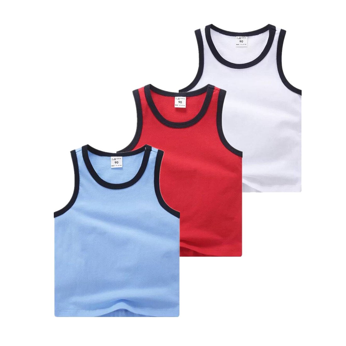 Sooxiwood Little Boys Tank Top 100% Cotton Solid Color Soft Summer Sleeveless Shirt Kids Vest