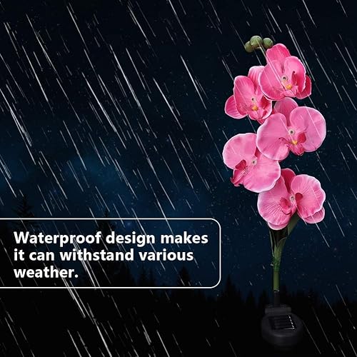 Miniatura 4 de Yosoo Luces solares de jardín, impermeables, con forma de orquídea, polilla, luces solares de jardín, luz LED activada por luz, luz para camino,