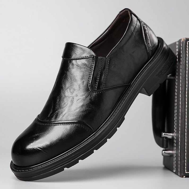 Men's Fashion Leather Oxford Shoes, Dress Lace Up Pointed Toe Business Wedding Office Classic Tuxedo Shoes, Brogue Comfortable Casual Formal3