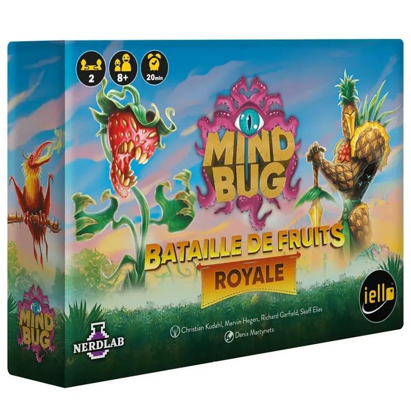 IELLO Mindbug Battle of Fruits Royale, French Version, 2 Player Battle Card Game, Standalone Mindbug, Harvest