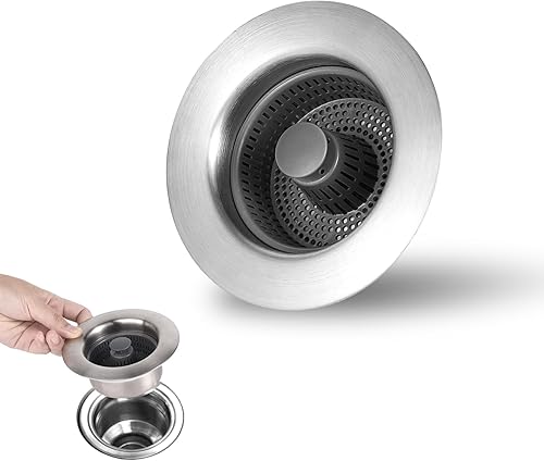 Ayuda para fregadero de acero inoxidable 3 en 1, tapón de fregadero de cocina de acero inoxidable, filtro de drenaje para fregadero, filtro de