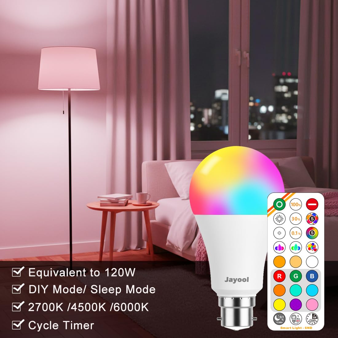 Ampoule Connectée Alexa，E27 Ampoule LED, Blanc Froid à Blanc Bhaud Réglable, 2700K-6000K, 1200LM =120W, No Google Home (Lot de 2)