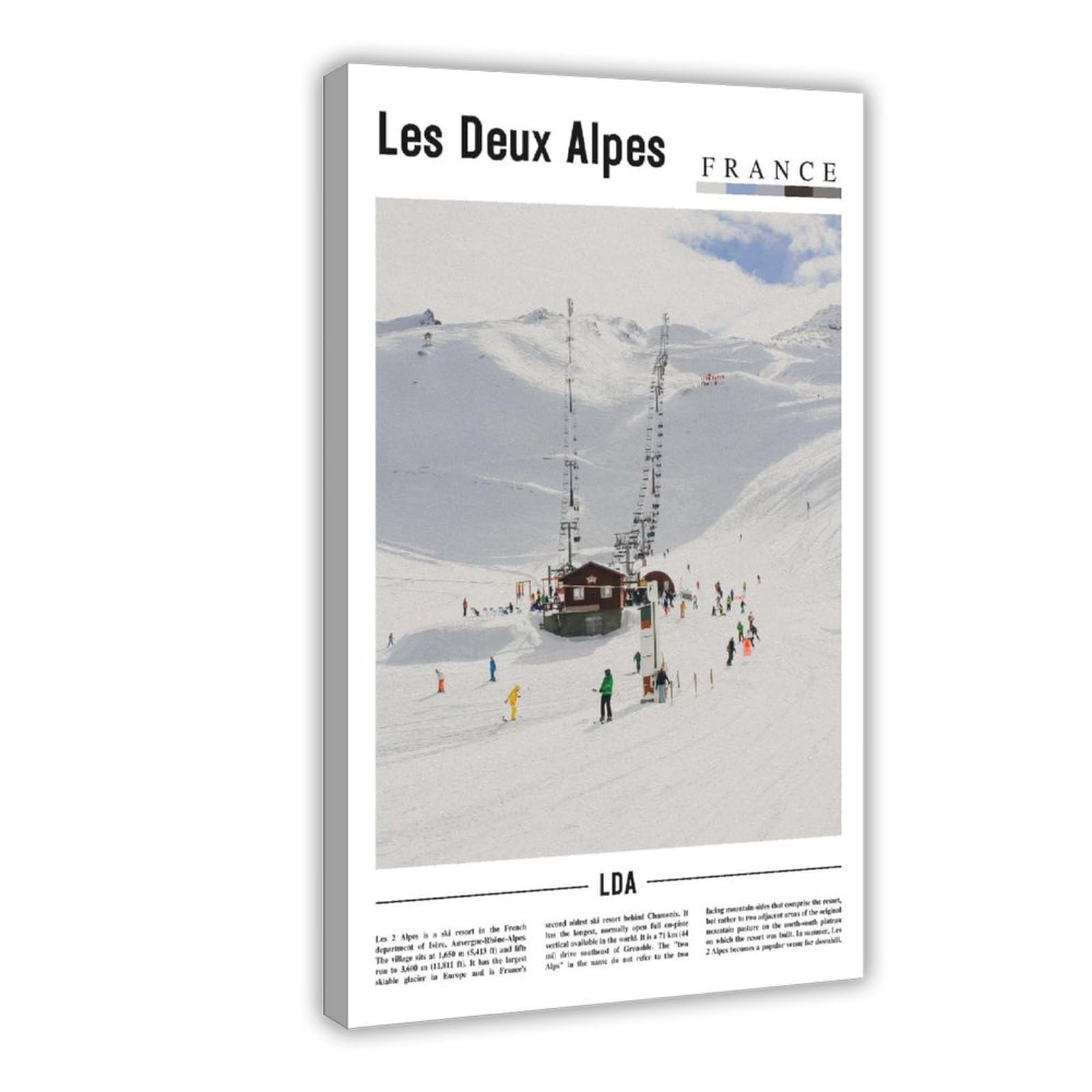 Wcyb Frame Les Deux Alpes Isère France Scenery Travel Posters Prints Canvas Deco Paintings Wall Art Hangable 12" L X 18" W
