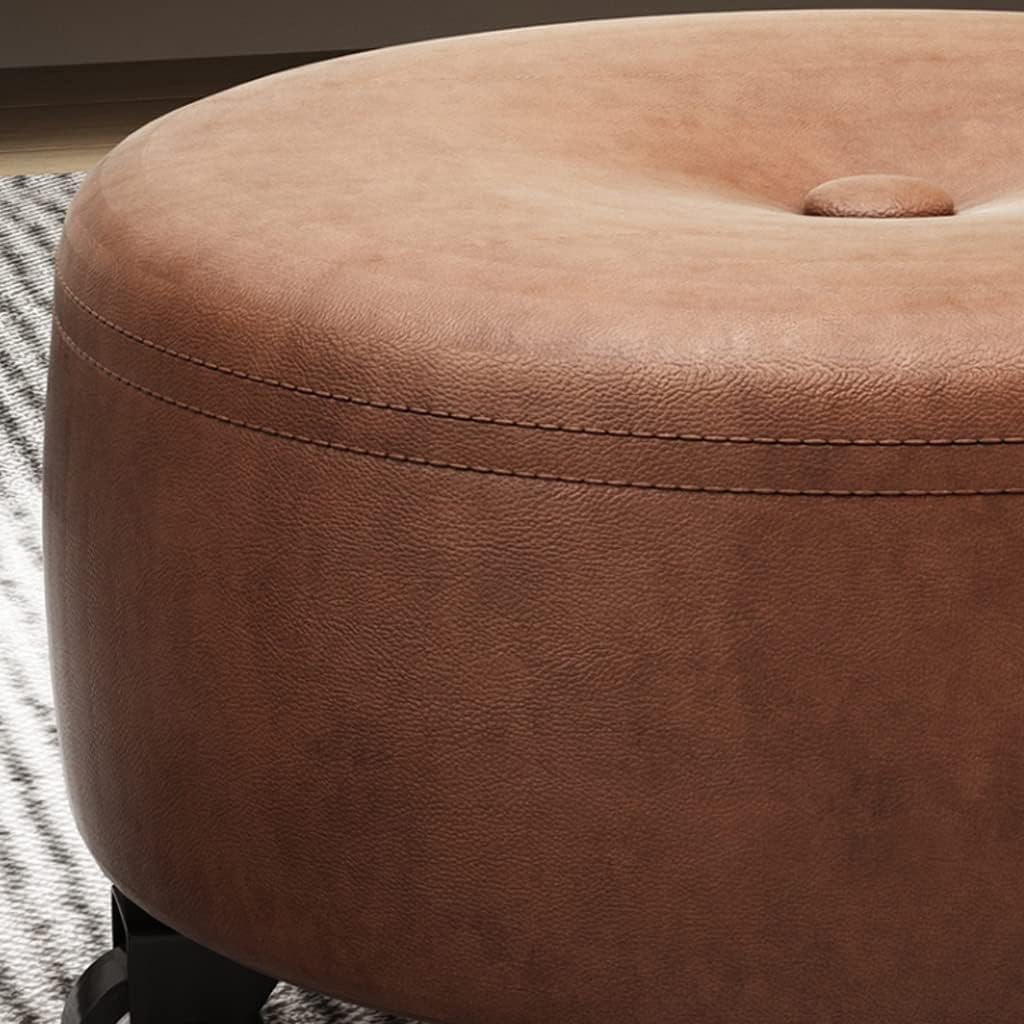 Round Low Rolling Stool with 360°Swivel Wheels,Movable Chair PU Leather Roller Seat Stool Chair,Rolling Seat Stool for Home Office Garage Shop Fitness Sport Yellow (Yellow)