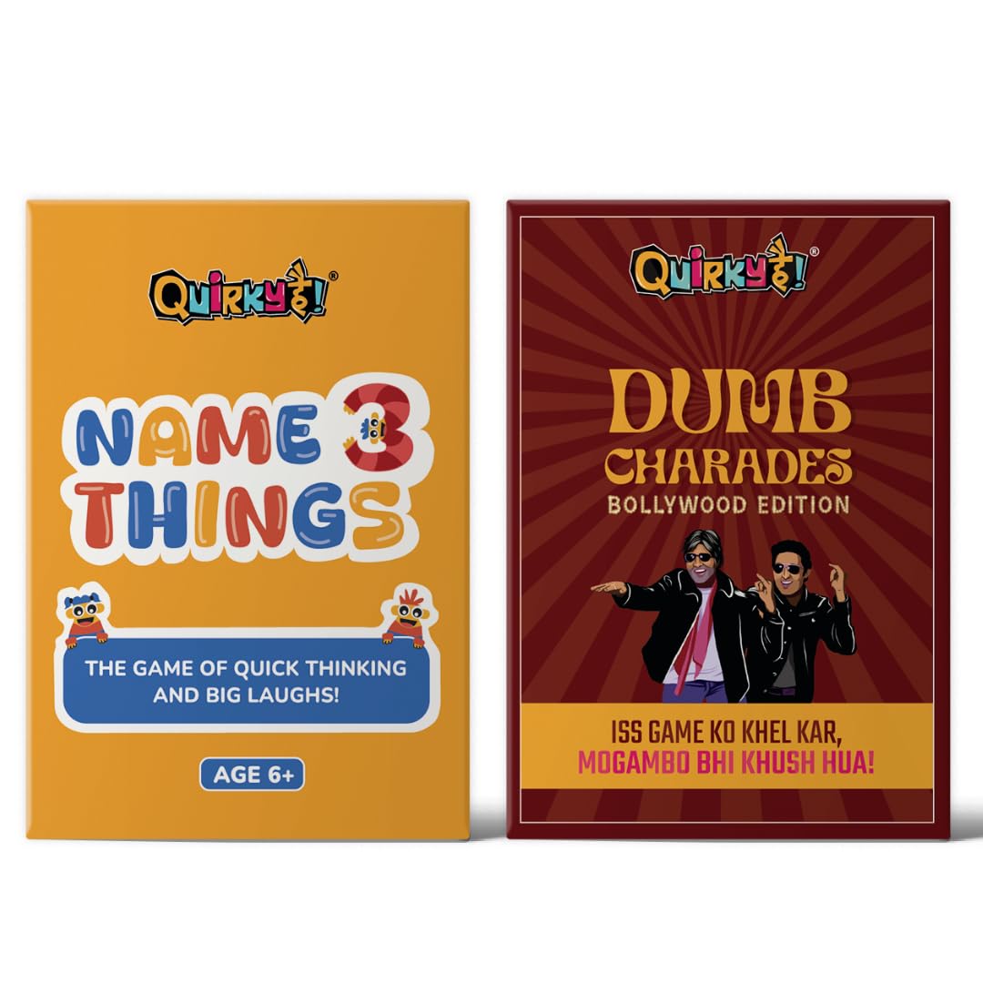 Gangaur Name 3 Things & Bollywood Dumb Charades Card Game Combo - Exciting Fun for Kids, Adults & Family - Perfect for Game Nights, Parties & Gatherings | Ages 6+