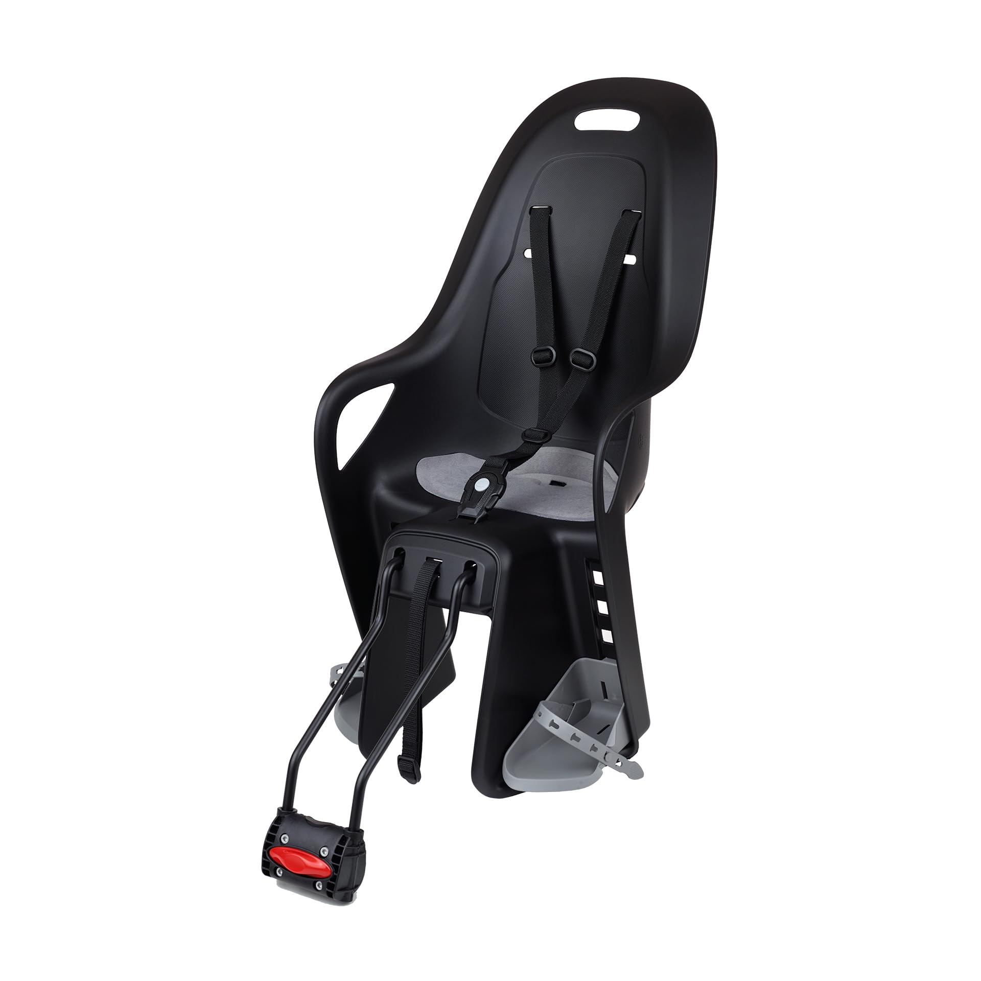 POLISPORT 8408100005 - Silla Trasera KOARI para Bicicleta para Cuadros pequeños y 29ers Apta para niños con Peso máximo de 22kg con Anclaje en el Cuadro en Color Negro/Gris