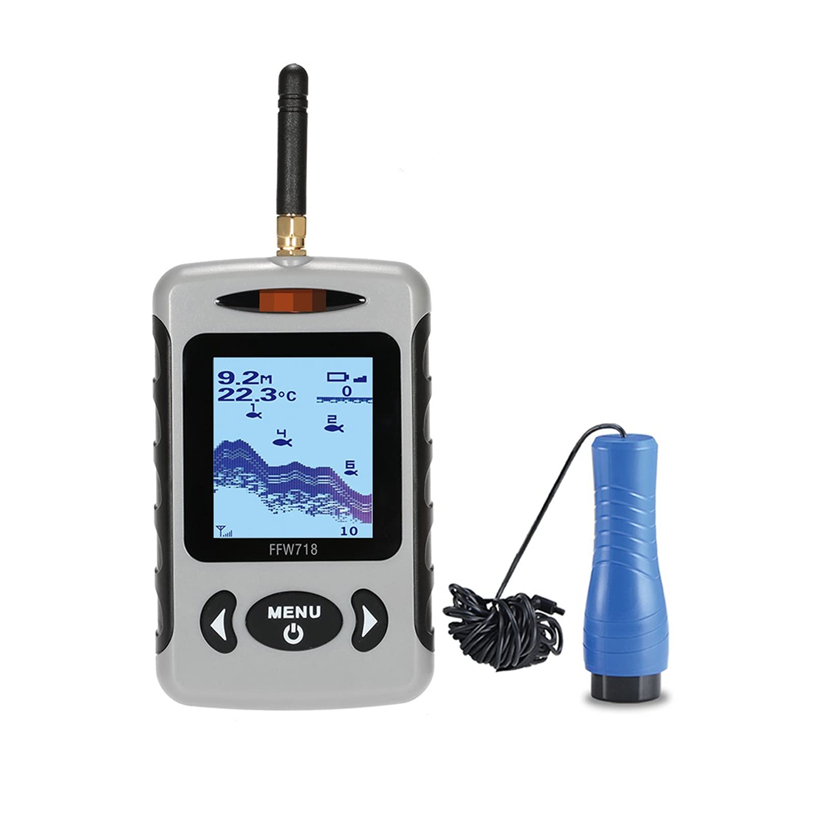 Buscador de Peces, 2. " LCD Finder portátil de Pescado al Aire Libre 200kHz / 83kHz Dobsar Doble Sonar 100M Detector for Pesca con Hielo