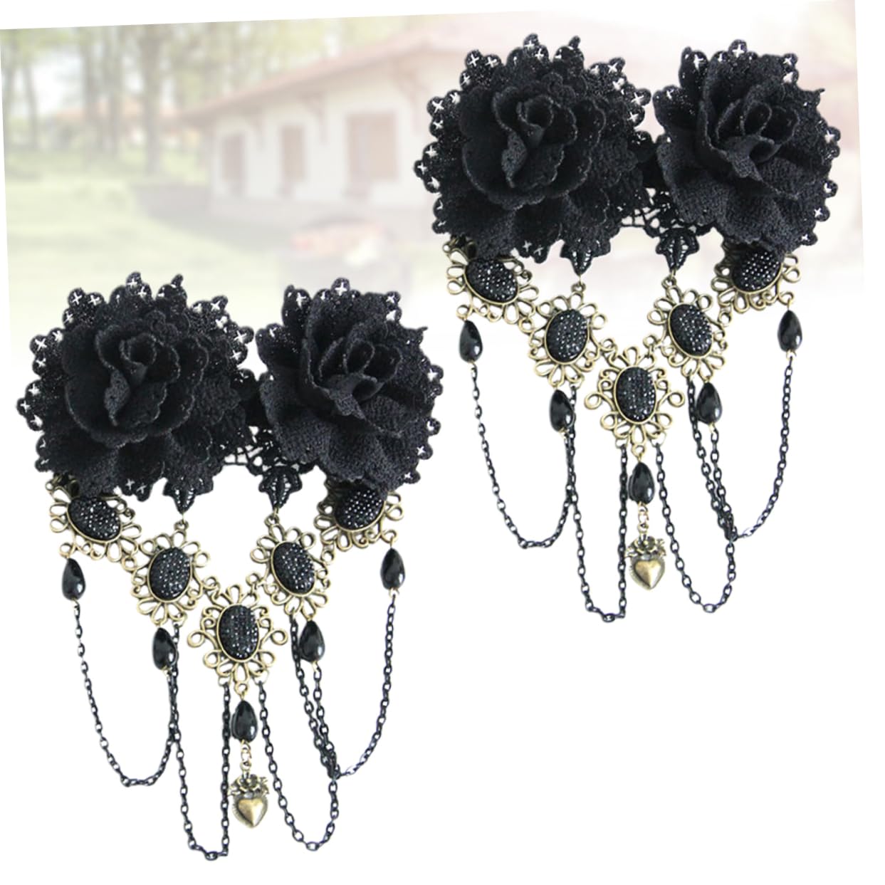Beaupretty 4 Piezas sombreros de flores negras tiara horquillas negras pasadores de pelo pasador de pelo de flor pasadores góticos las flores sombrerería emitir tarjeta