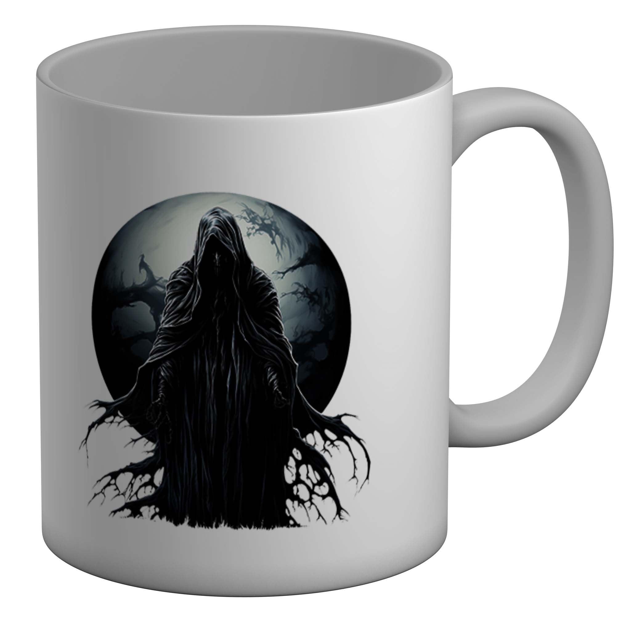 Shopagift Grim Reaper Mug Gothic Moon Death Skeleton White 11oz Large Gift Ceramic Cup
