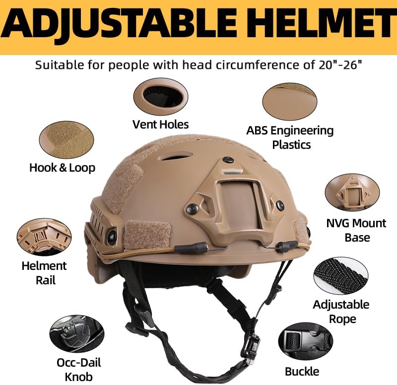 Tactical Helmet with Headset,Adjustable Helmet with Helmet Cover and Fcae Mask for Cosplay Military Tactical Airsoft Gear - Image 3