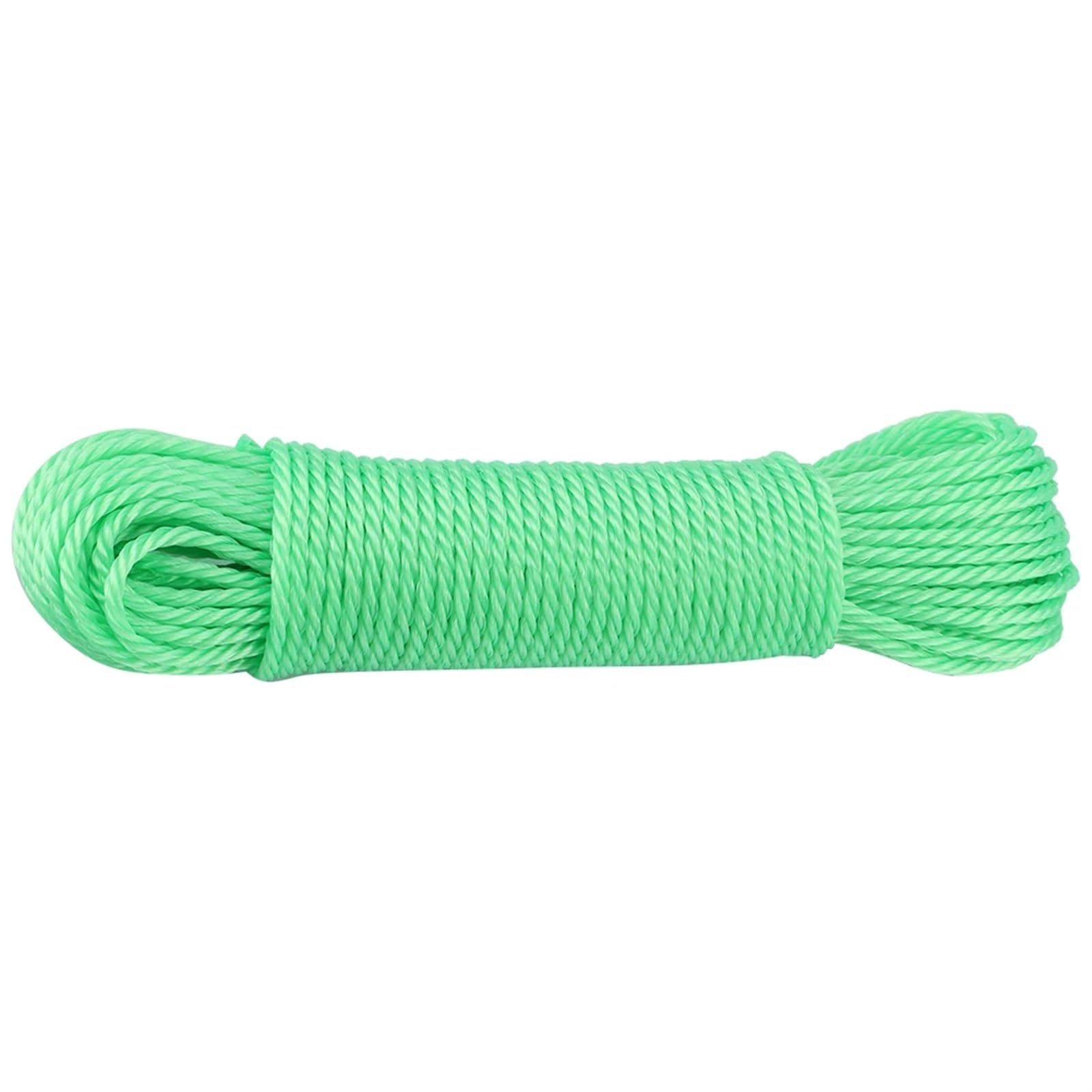 Laundry Line 20m Nylon Clothesline Rope Lines Cord Garden Camping Outdoors Balcony Garden(Green)