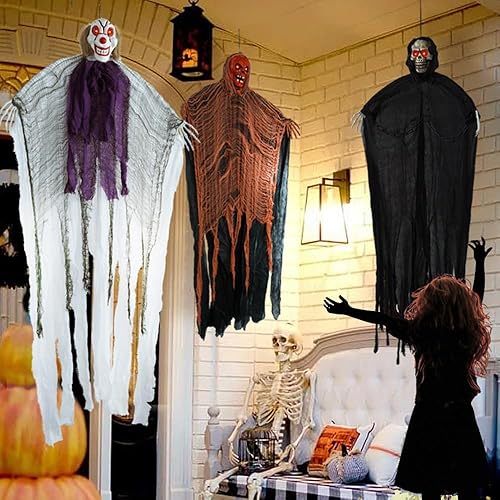 Halloween Decorations, 3 Pack 59” Life Size Halloween Decorations Outdoor Lighted Hanging Ghost, Great for Halloween Decor Party Decorations Indoor, Upgrade Haunted House Props