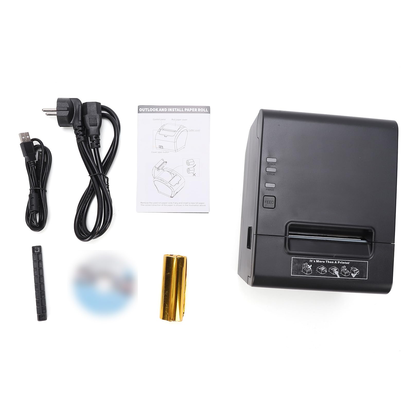 Bisofice Impresora térmica de recibos de 80 mm, impresora de recibos POS compatible con corte automático, ESC/POS, (260 mm/s, USB +WiFi)