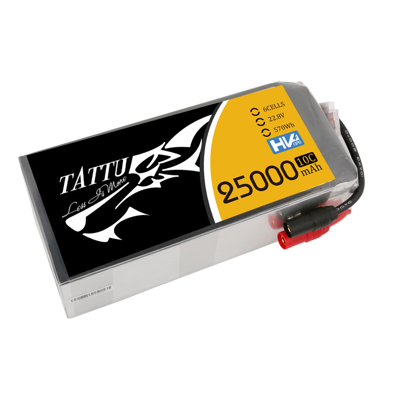 TATTU G-Tech 22.8V 10C 25000mAh 6S Lipo Battery with AS150+AS150 Plug for UAV