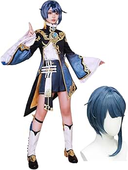 セット済みウィッグ　原神　行秋　ゆくあき　コスプレ Amazon.co.jp: [HUNIY] 原神 行秋 ゆくあき コスプレ衣装 豪華版