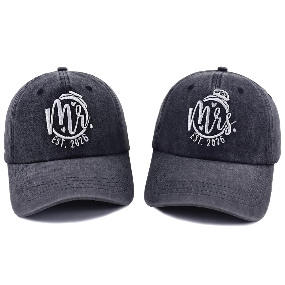 2PCS Mr and Mrs EST 2026 Hats for Couples, Wedding Gifts for Anniversary