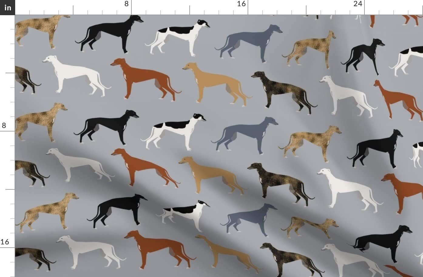 Spoonflower Fabric - Greyhounds Dogs Greyhound Colors Dog Breeds Breed Large Pet Portrait Printed on Polartec(R) Fleece Fabric by The Yard - Sewing Blankets Loungewear and No-Sew